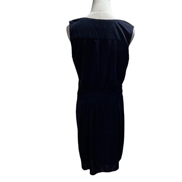 Milly Navy Gold Tone Knit Layered Chain Embellished Scoop Neck Sheath Dress Lg - Picture 7 of 13
